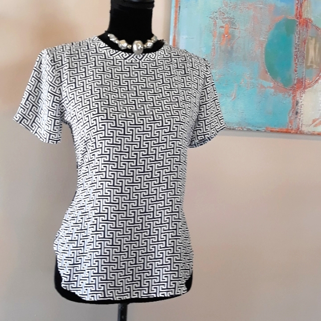Ann Taylor Loft Blue & White Print Blouse Summer Top